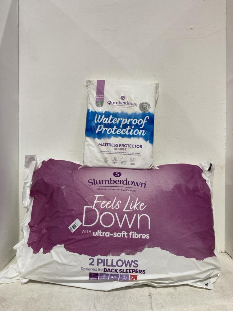 Lot 1052  
            Birmingham SR107 - Parcel Delivery Only 

                
2 X SLUMBERDOWN ITEMS TO INCLUDE DOUBLE MATTRESS PROTECTOR