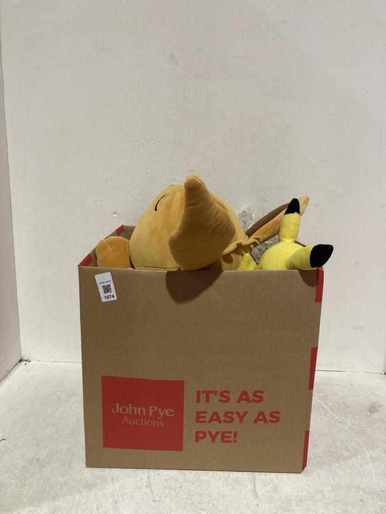 Lot 1074  
            Birmingham SR107 - Parcel Delivery Only 

                
4 X ASSORTED POKEMON ITEMS TO INCLUDE PIKACHU PLUSH