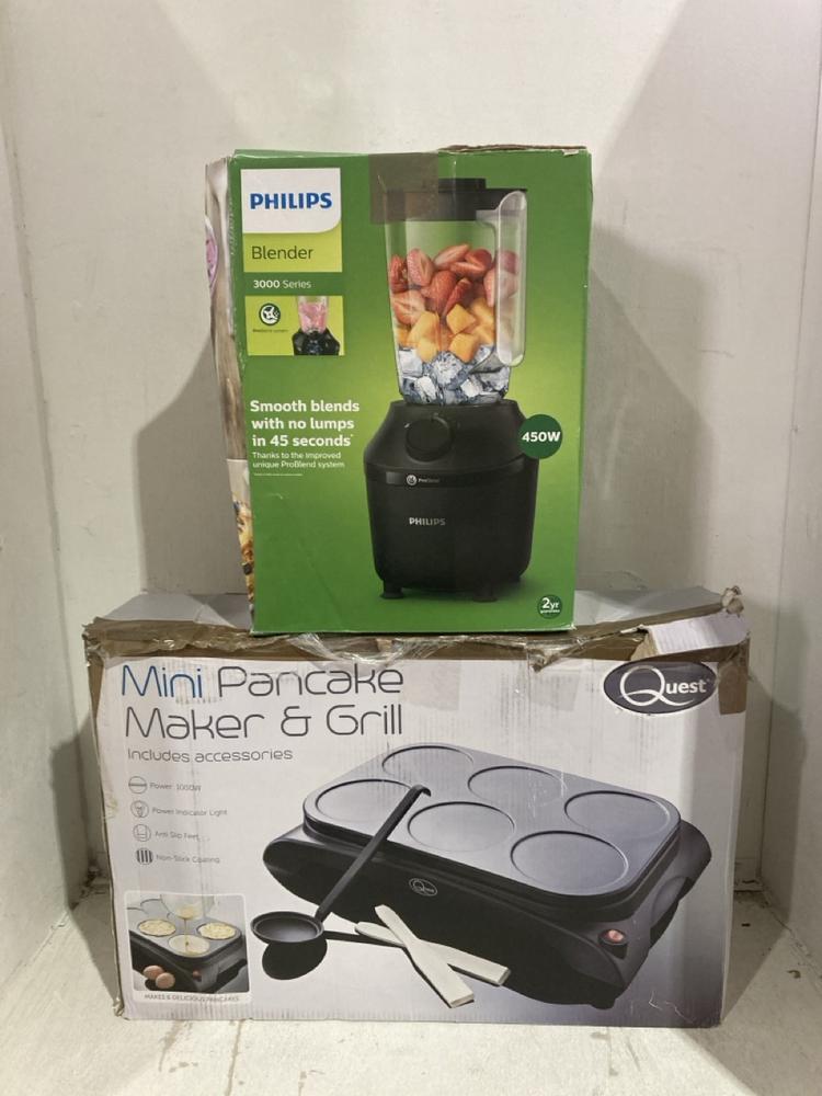 Lot 1107  
            Birmingham SR107 - Parcel Delivery Only 

                
ASSORTED KITCHENWARE TO INCLUDE PHILIPS 3000 SERIES BLENDER 450W