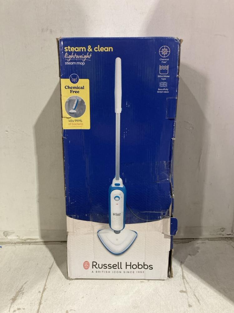 Lot 1114  
            Birmingham SR107 - Parcel Delivery Only 

                
RUSSELL HOBBS STEAM AND CLEAN LIGHTWEIGHT STEAM MOP