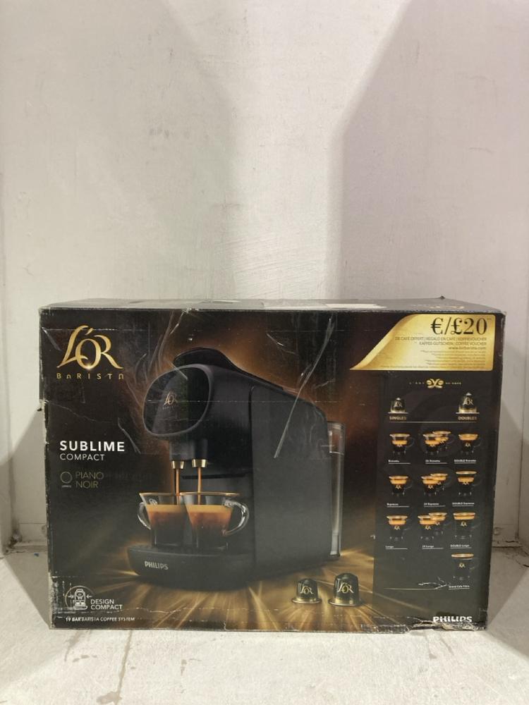 Lot 1115  
            Birmingham SR107 - Parcel Delivery Only 

                
PHILIPS LOR BARISTA 19 BAR BARISTA COFFEE SYSTEM