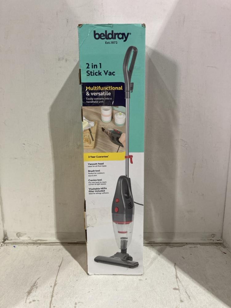 Lot 1116  
            Birmingham SR107 - Parcel Delivery Only 

                
BELDRAY 2 IN 1 STICK VACUUM