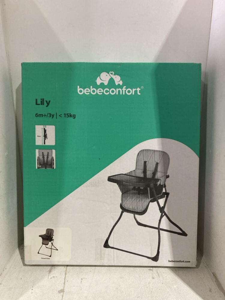 Lot 1121  
            Birmingham SR107 - Parcel Delivery Only 

                
BEBE CONFORT LILY HIGHCHAIR 6 MONTHS TO 3 YEARS 70X13CM