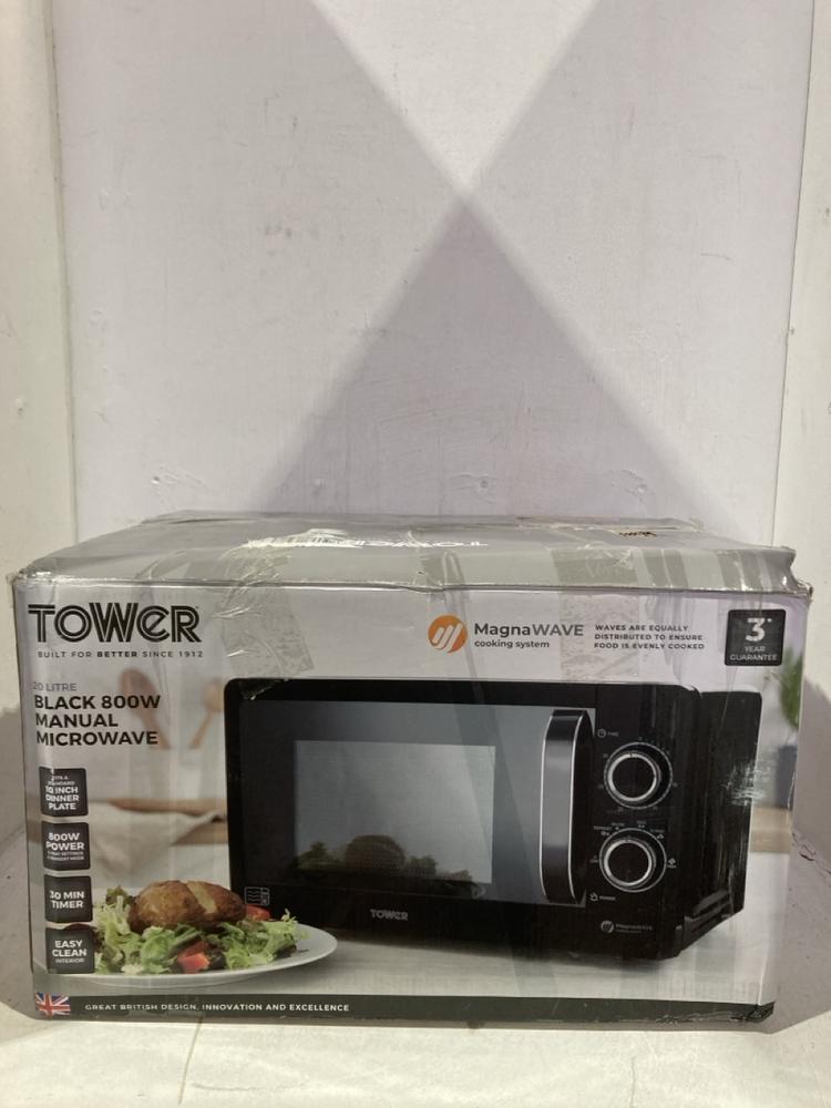 Lot 1132  
            Birmingham SR107 - Parcel Delivery Only 

                
TOWER BLACK 800W 20L MICROWAVE