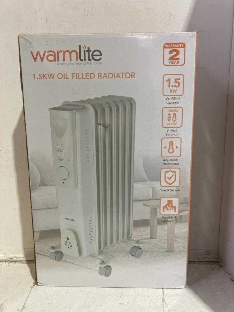 Lot 1158  
            Birmingham SR107 - Parcel Delivery Only 

                
WARMLITE 1.5KW OIL FILLED RADIATOR WHITE 3 HEAT SETTING