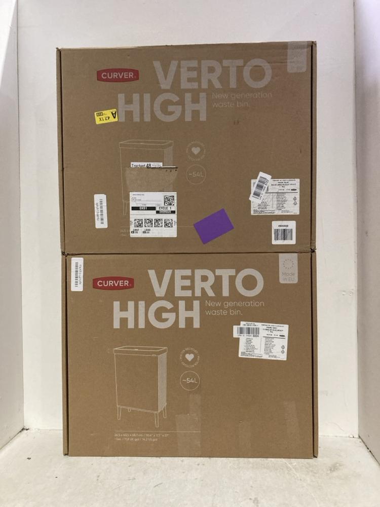 Lot 1182  
            Birmingham SR107 - Parcel Delivery Only 

                
CURVER VERTO HIGH NEW GENERATION WASTE BIN 54L X 2 ITEMS