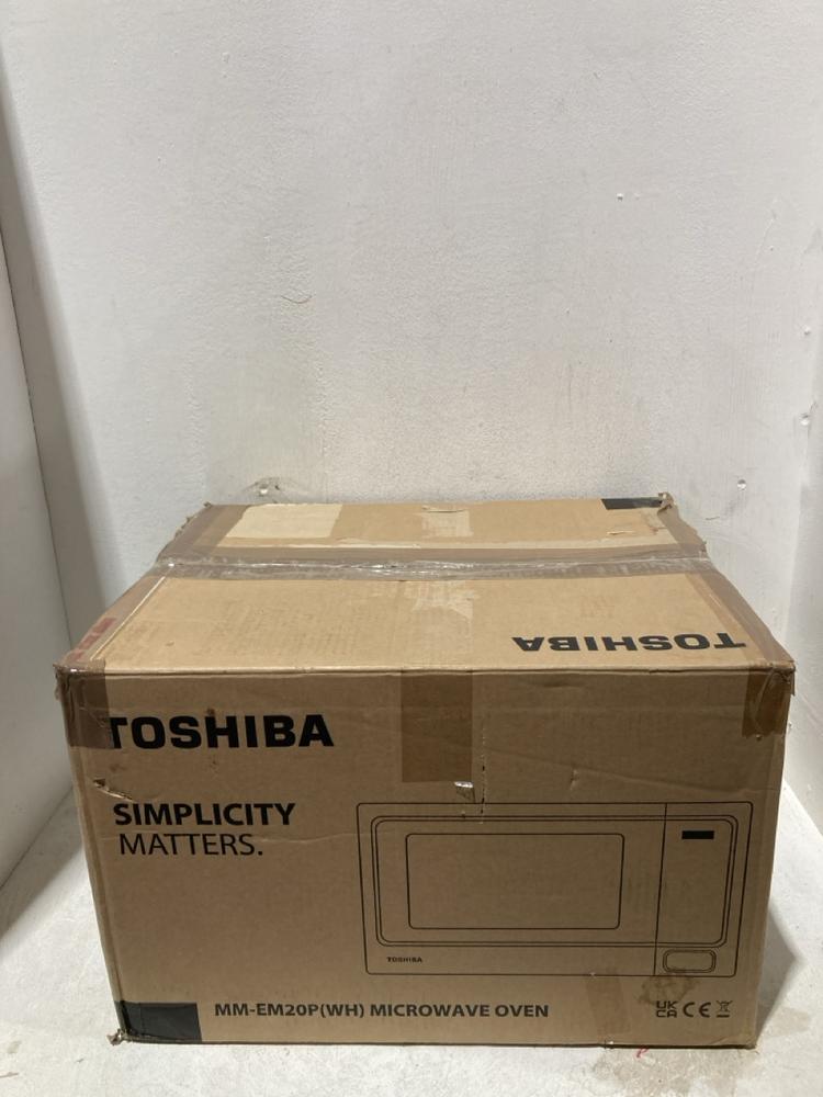 Lot 1268  
            Birmingham SR107 - Parcel Delivery Only 

                
TOSHIBA MICROWAVE OVEN IN WHITE - MODEL MM-EM20P