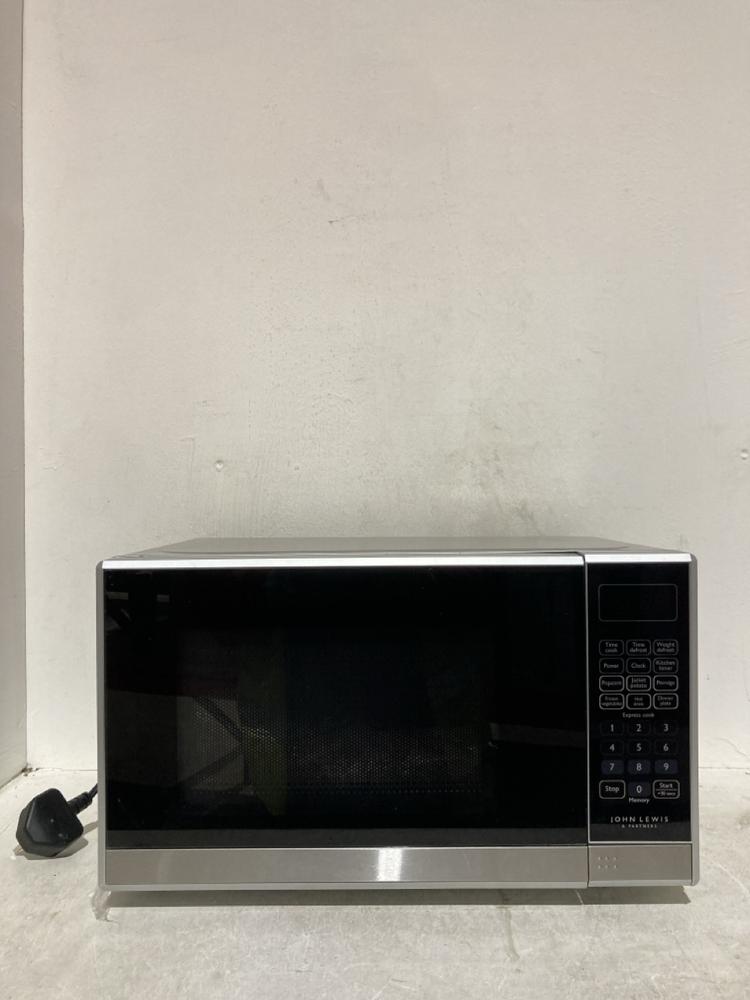 Lot 131  
            Birmingham SR107 - Parcel Delivery Only 

                
JOHN LEWIS & PARTNERS MICROWAVE OVEN 800W GREY/SILVER
