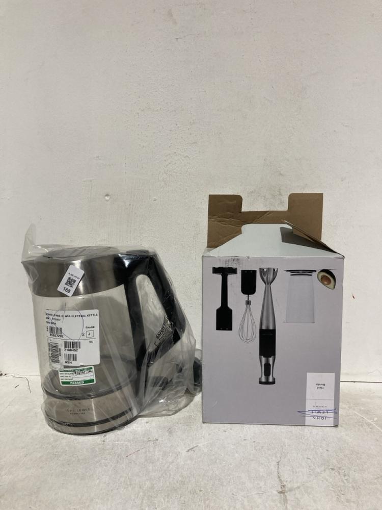 Lot 168  
            Birmingham SR107 - Parcel Delivery Only 

                
JOHN LEWIS & PARTNERS KITCHENWARE TO INCLUDE GLASS KETTLE 1.7L