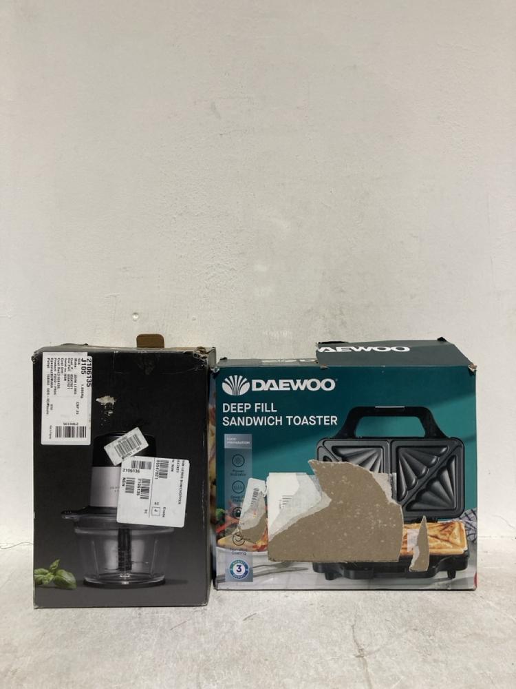 Lot 172  
            Birmingham SR107 - Parcel Delivery Only 

                
2 X ITEMS TO INCLUDE MINI CHOPPER 500W