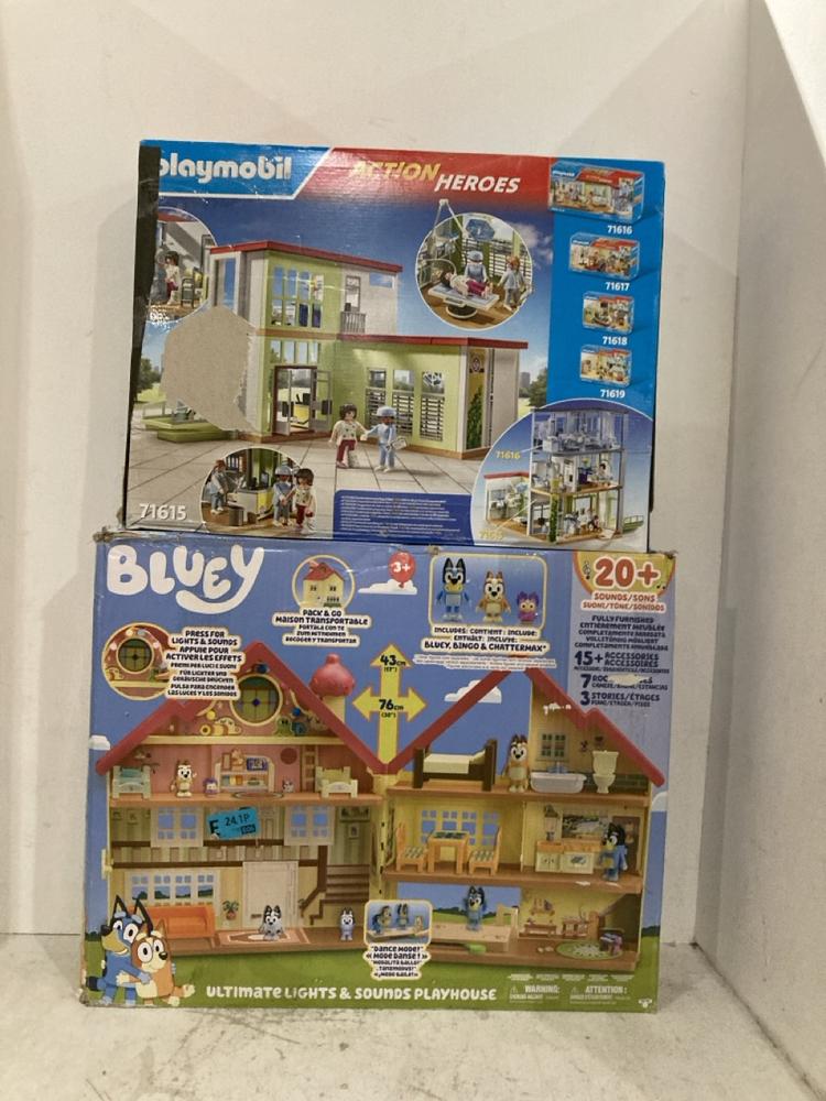 Lot 187  
            Birmingham SR107 - Parcel Delivery Only 

                
2 X CHILDRENS TOYS TO INCLUDE BLUEY ULTIMATE LIGHT AND SOUND PLAYHOUSE