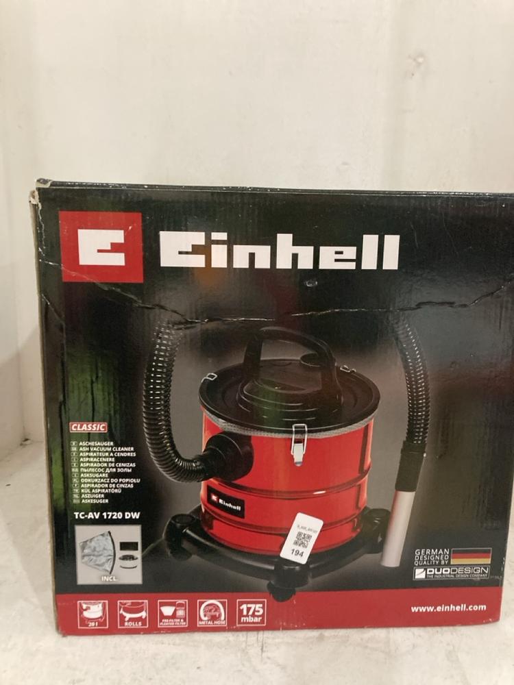 Lot 194  
            Birmingham SR107 - Parcel Delivery Only 

                
EINHELL ASH VACUUM CLEANER 20L