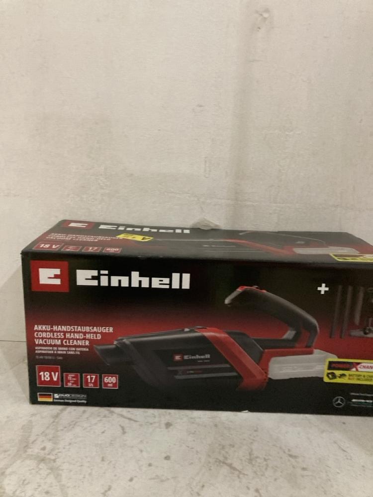 Lot 195  
            Birmingham SR107 - Parcel Delivery Only 

                
EINHELL CORDLESS HANDHELD VACUUM CLEANER 600ML
