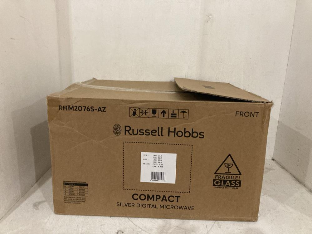 Lot 204  
            Birmingham SR107 - Parcel Delivery Only 

                
RUSSELL HOBBS COMPACT DIGITAL MICROWAVE 20L 800W