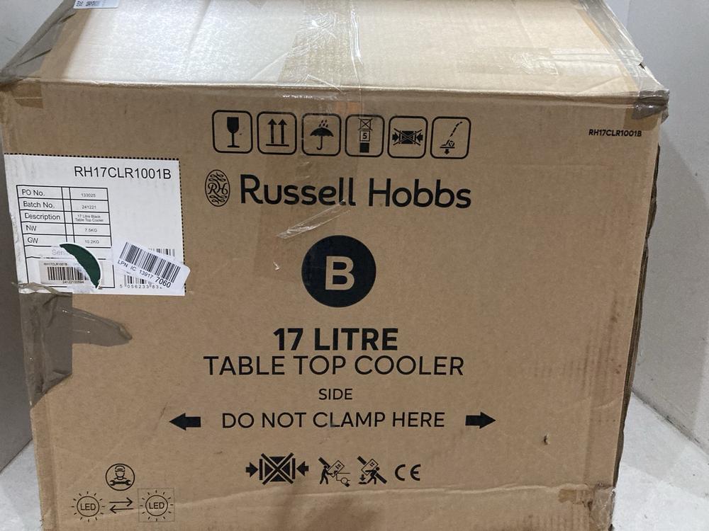 Lot 205  
            Birmingham SR107 - Parcel Delivery Only 

                
RUSSELL HOBBS 17L TABLE TOP COOLER