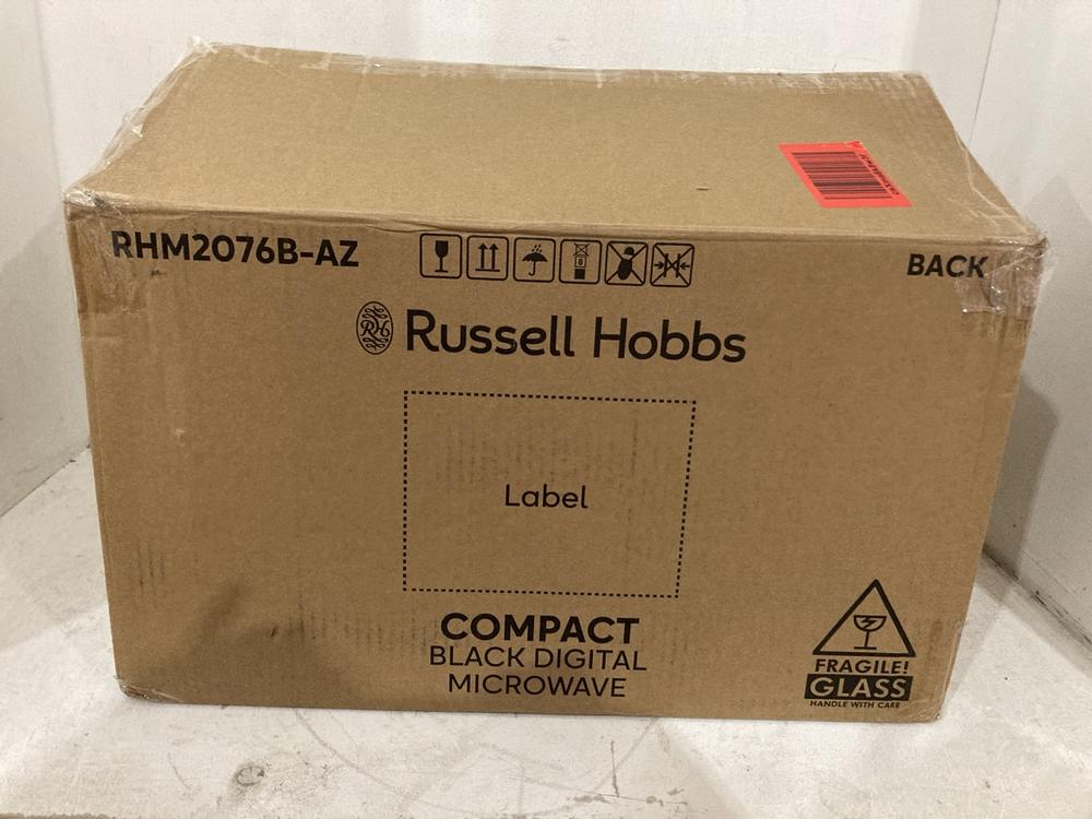 Lot 210  
            Birmingham SR107 - Parcel Delivery Only 

                
RUSSELL HOBBS COMPACT DIGITAL MICROWAVE 20L 800W