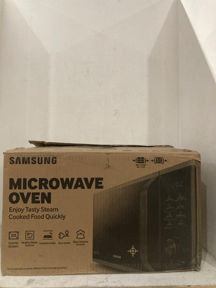 Lot 215  
            Birmingham SR107 - Parcel Delivery Only 

                
SAMSUNG MICROWAVE OVEN WITH HEALTHY STEAM OPTION 23L 800W
