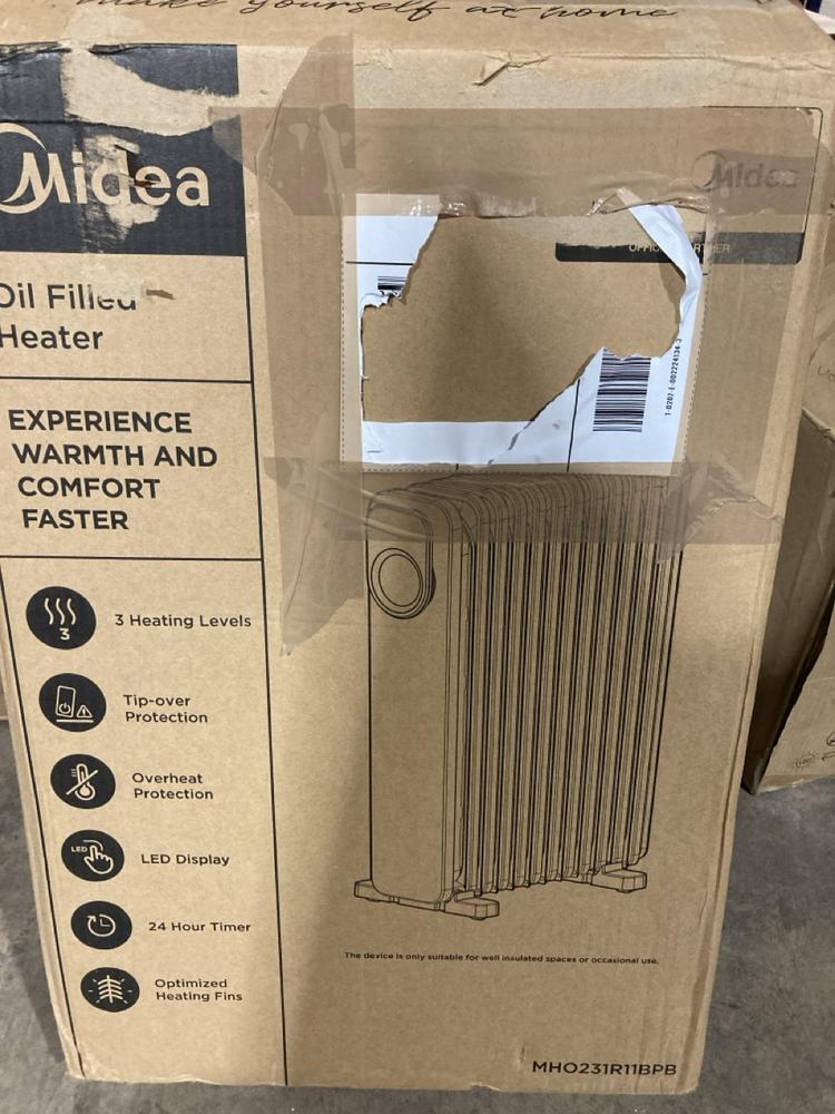 Lot 219  
            Birmingham SR107 - Parcel Delivery Only 

                
MIDEA OIL FILLED HEATER 3 HEAT SETTINGS