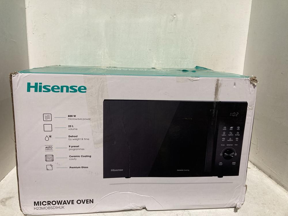 Lot 232  
            Birmingham SR107 - Parcel Delivery Only 

                
HISENSE MICROWAVE OVEN 23L 800W