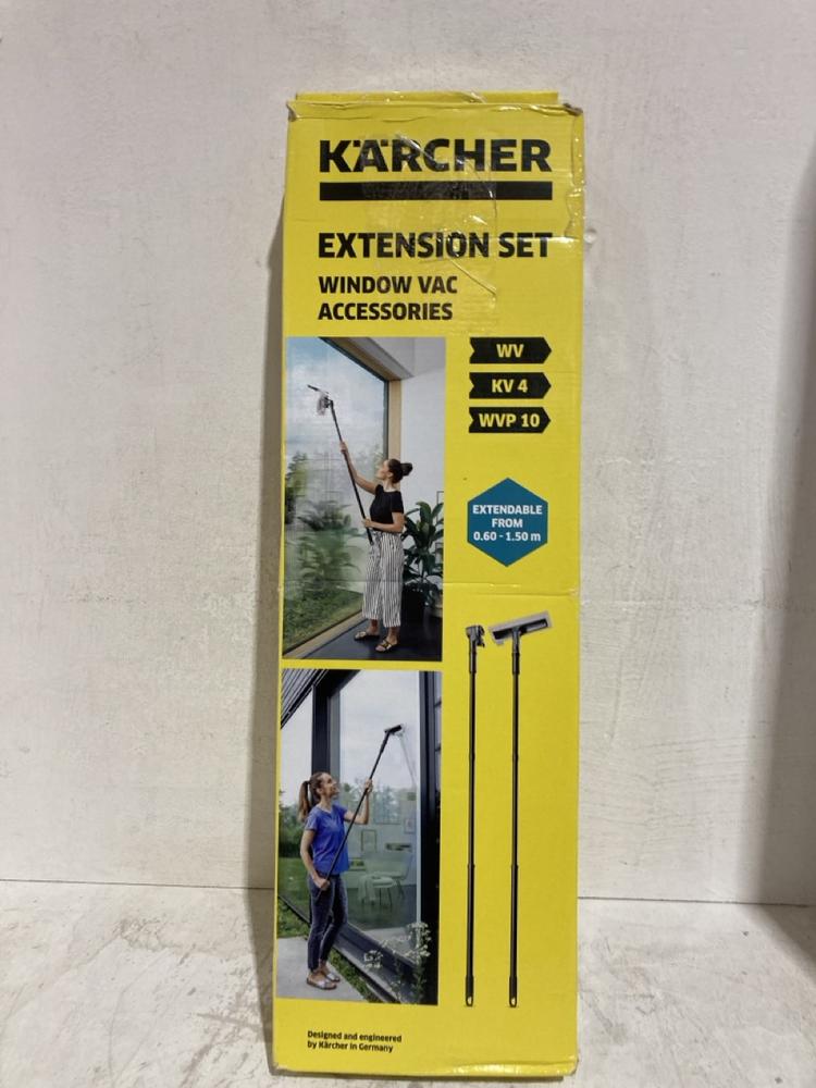 Lot 237  
            Birmingham SR107 - Parcel Delivery Only 

                
KARCHER WINDOW VAC EXTENSION SET (VAC NOT INCLUDED)