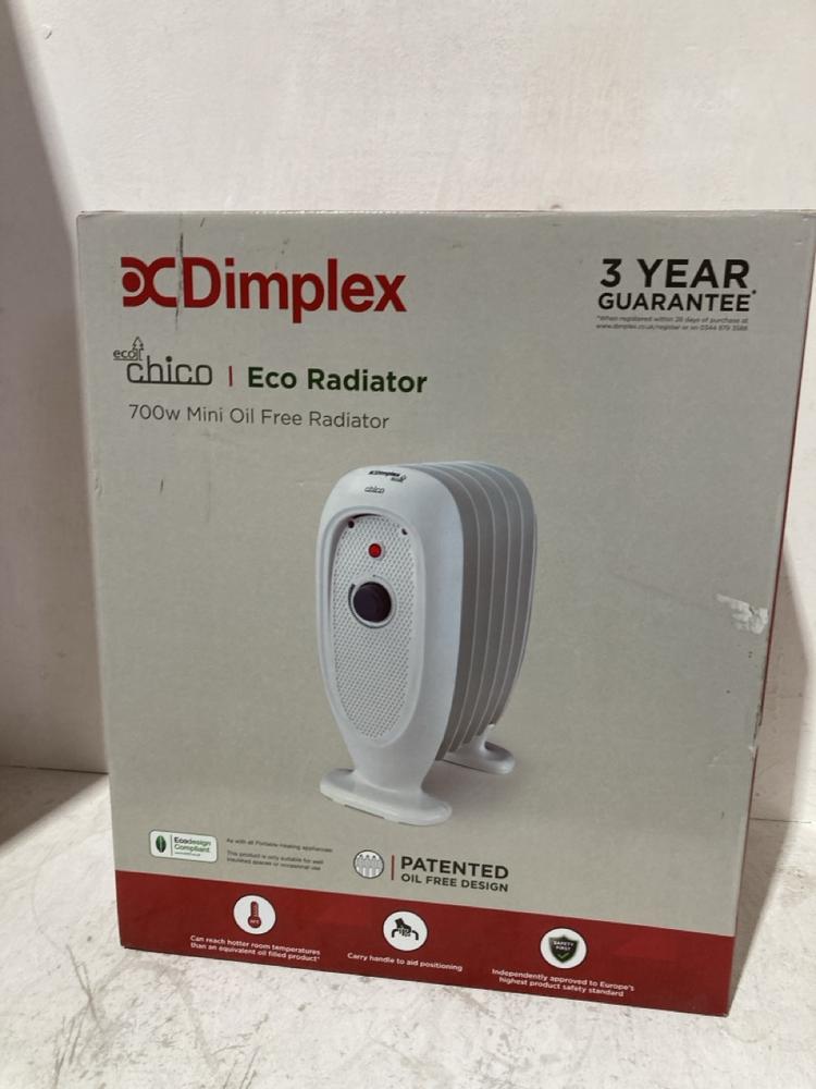 Lot 240  
            Birmingham SR107 - Parcel Delivery Only 

                
DIMPLEX ECO RADIATOR 700W MINI OIL FREE RADIATOR