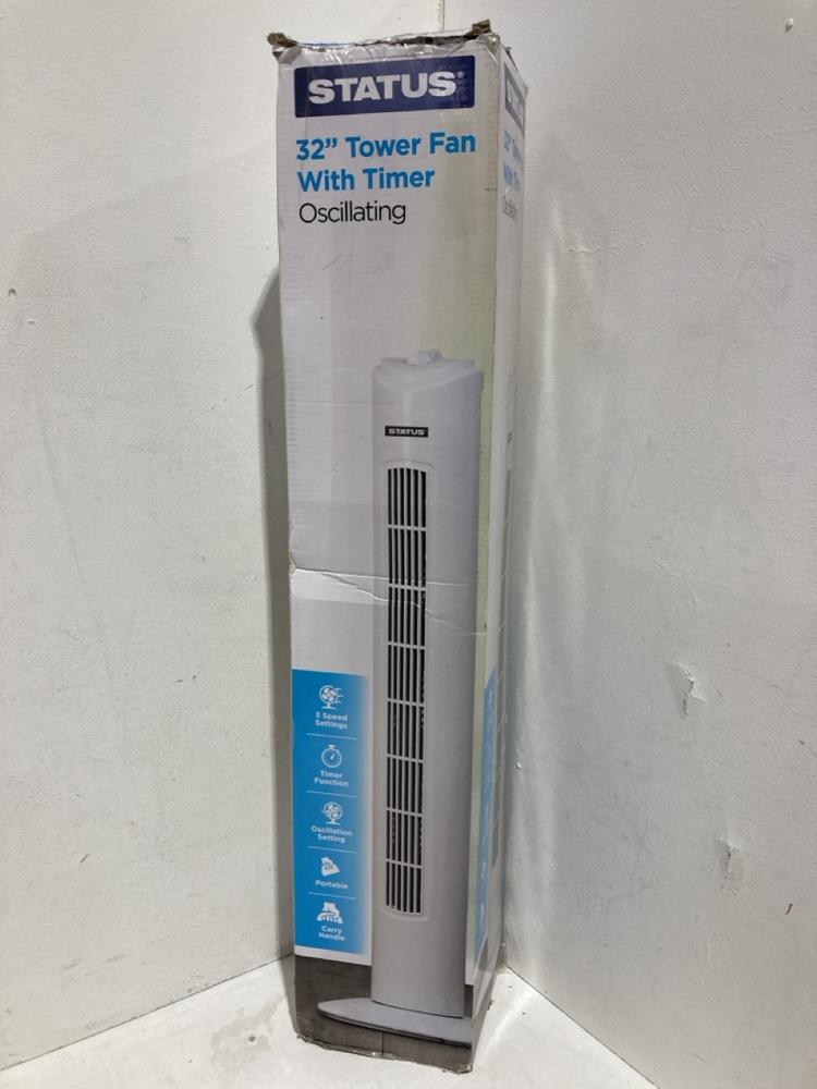 Lot 265  
            Birmingham SR107 - Parcel Delivery Only 

                
STATUS 32" TOWER FAN WITH TIMER - OSCILLATING