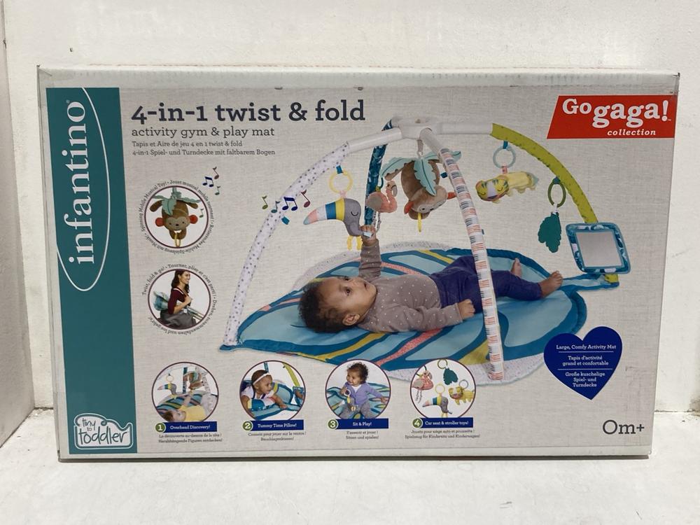 Lot 267  
            Birmingham SR107 - Parcel Delivery Only 

                
INFANTINO 4 IN 1 TWIST & FOLD ACTIVITY GYM & PLAY MAT