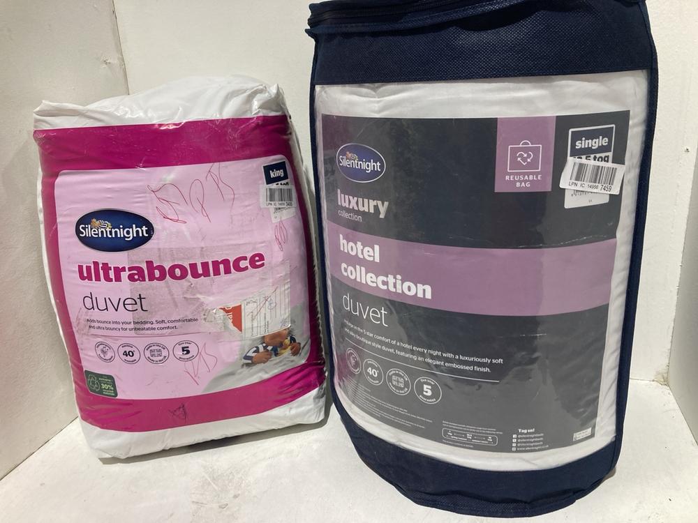 Lot 272  
            Birmingham SR107 - Parcel Delivery Only 

                
2 X SILENTNIGHT DUVETS TO INCLUDE KING SIZE ULTRABOUNCE