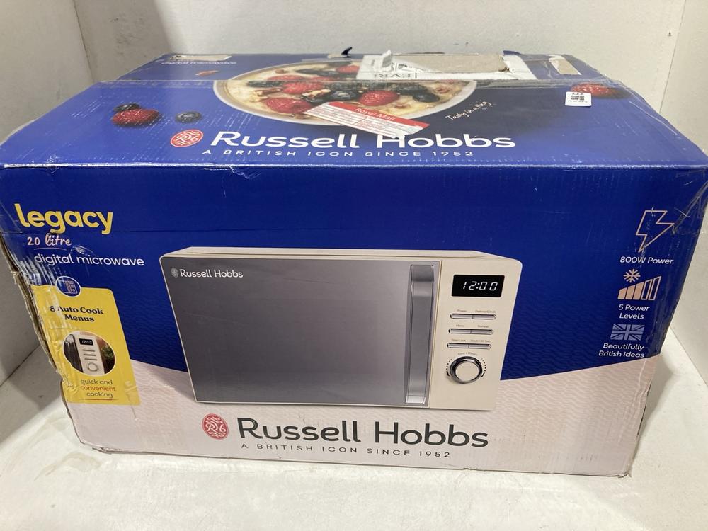 Lot 277  
            Birmingham SR107 - Parcel Delivery Only 

                
RUSSELL HOBBS LEGACY 20L DIGITAL MICROWAVE