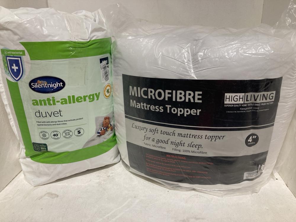 Lot 285  
            Birmingham SR107 - Parcel Delivery Only 

                
2 X ITEMS TO INCLUDE SILENTNIGHT ANTI-ALLERGY DUVET - KING SIZE