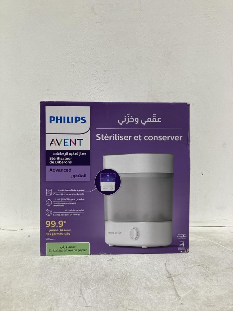 Lot 298  
            Birmingham SR107 - Parcel Delivery Only 

                
PHILIPS AVENT STERILIZE AND STORE WHITE
