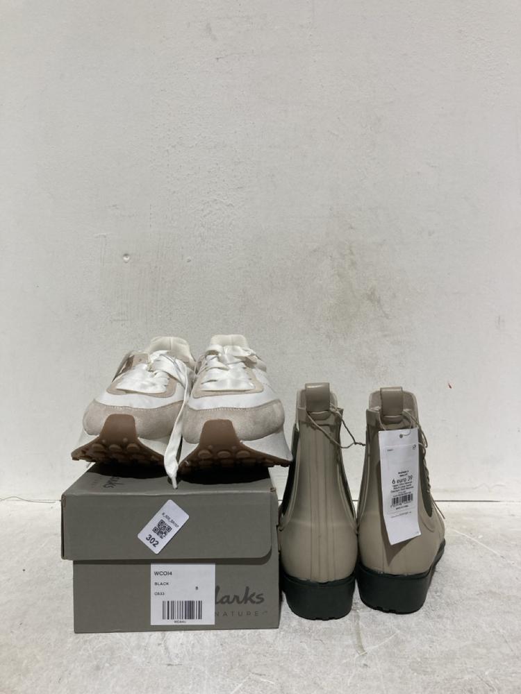 Lot 302  
            Birmingham SR107 - Parcel Delivery Only 

                
3X WOMEN SHOES TO INCLUDE CLARK SIGNATURE BLACK LEATHER UBREE 15 POPPY (SIZE 8)