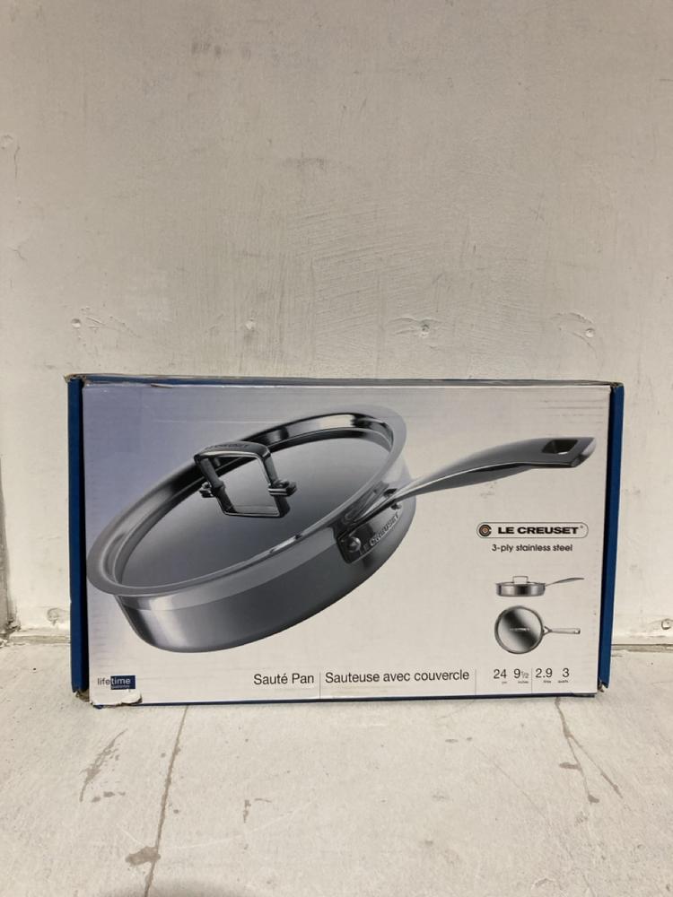 Lot 30  
            Birmingham SR107 - Parcel Delivery Only 

                
LE CREUSET 3-PLY STAINLESS STEEL NON-STICK PAN ORIGINAL RRP £209