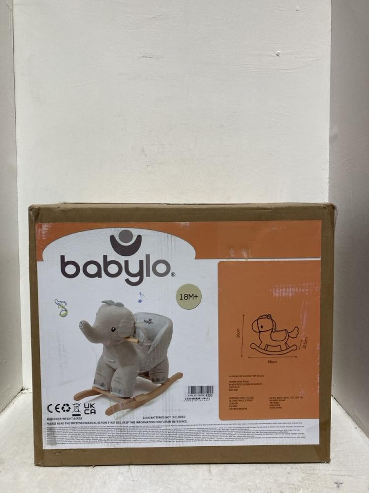 Lot 327  
            Birmingham SR107 - Parcel Delivery Only 

                
BABYLO BABY ROCKER ELEPHANT