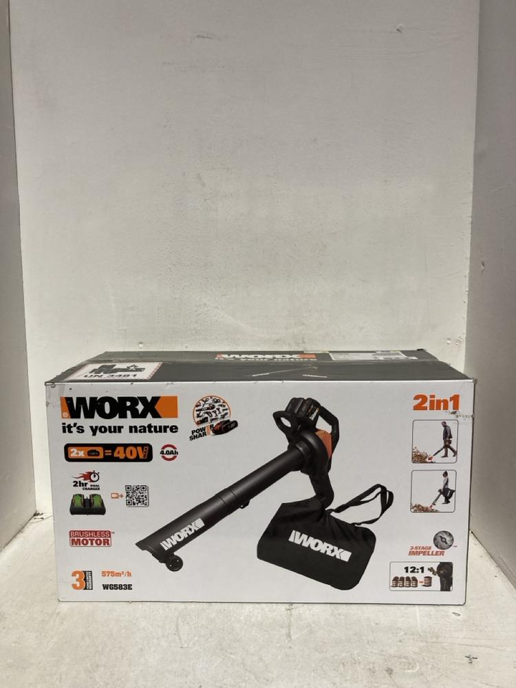 Lot 375  
            Birmingham SR107 - Parcel Delivery Only 

                
WORX BRUSHLESS MOTOR CORDLESS BLOWER AND VACUUM