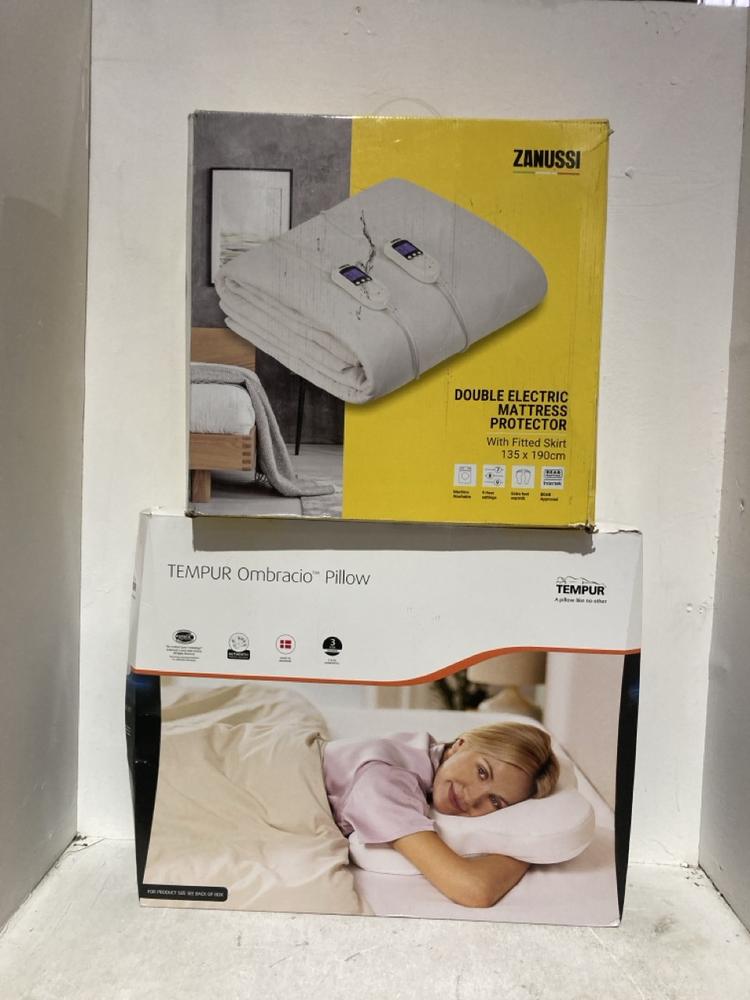 Lot 377  
            Birmingham SR107 - Parcel Delivery Only 

                
TEMPUR OMBRACIO PILLOW AND ZANUSSI DOUBLE ELECTRIC MATTRESS