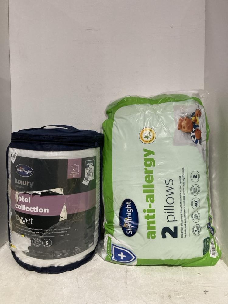 Lot 385  
            Birmingham SR107 - Parcel Delivery Only 

                
SILENTNIGHT LUXURY HOTEL COLLECTION DUVET AND SILENTNIGHT ANTI ALLERGY 2 PILLOW