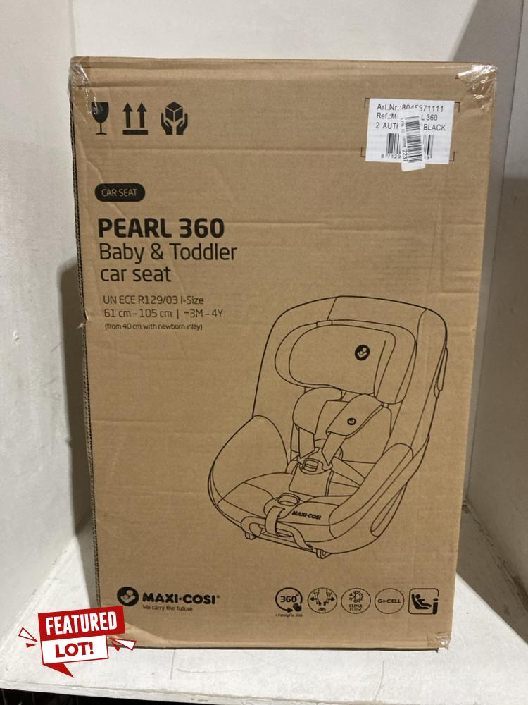 Lot 38  
            Birmingham SR107 - Parcel Delivery Only 

                
MAXI-COSI PEARL 360 I-SIZE CAR SEAT 3M-4Y ORIGINAL RRP £259