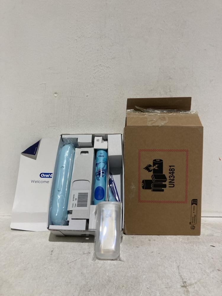 Lot 413  
            Birmingham SR107 - Parcel Delivery Only 

                
ORAL-B IO KIDS ELECTRIC TOOTHBRUSH AND ORAL-B IO ELECTRIC TOOTHBRUSH