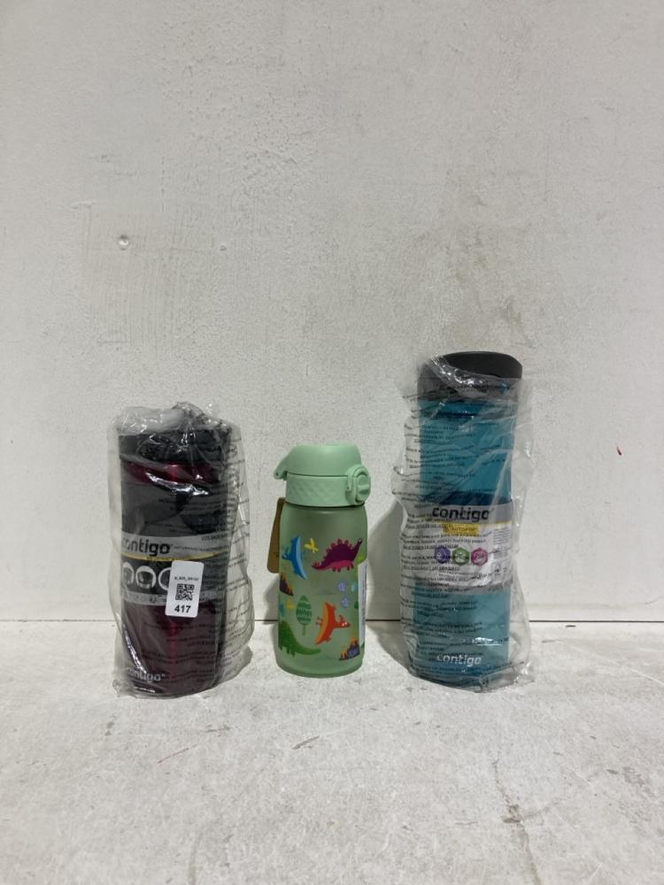 Lot 417  
            Birmingham SR107 - Parcel Delivery Only 

                
3X BOTTLES TO INCLUDE CONTIGO LEAK PROOF BOTTLE 720ML