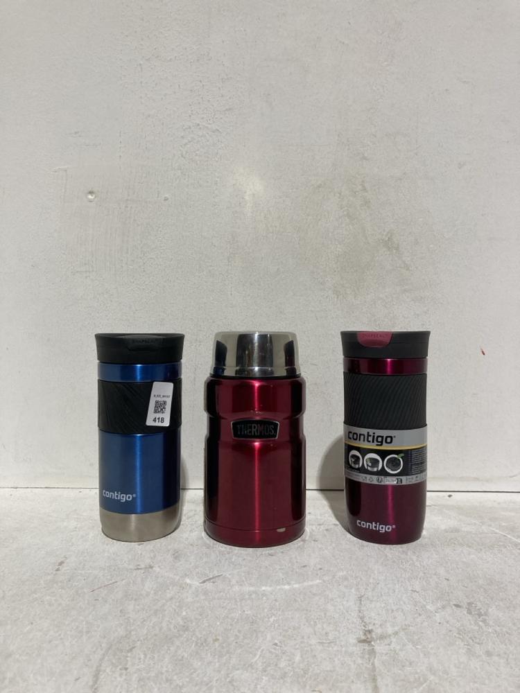 Lot 418  
            Birmingham SR107 - Parcel Delivery Only 

                
3X BOTTLES TO INCLUDE CONTIGO TRAVEL MUG 470ML