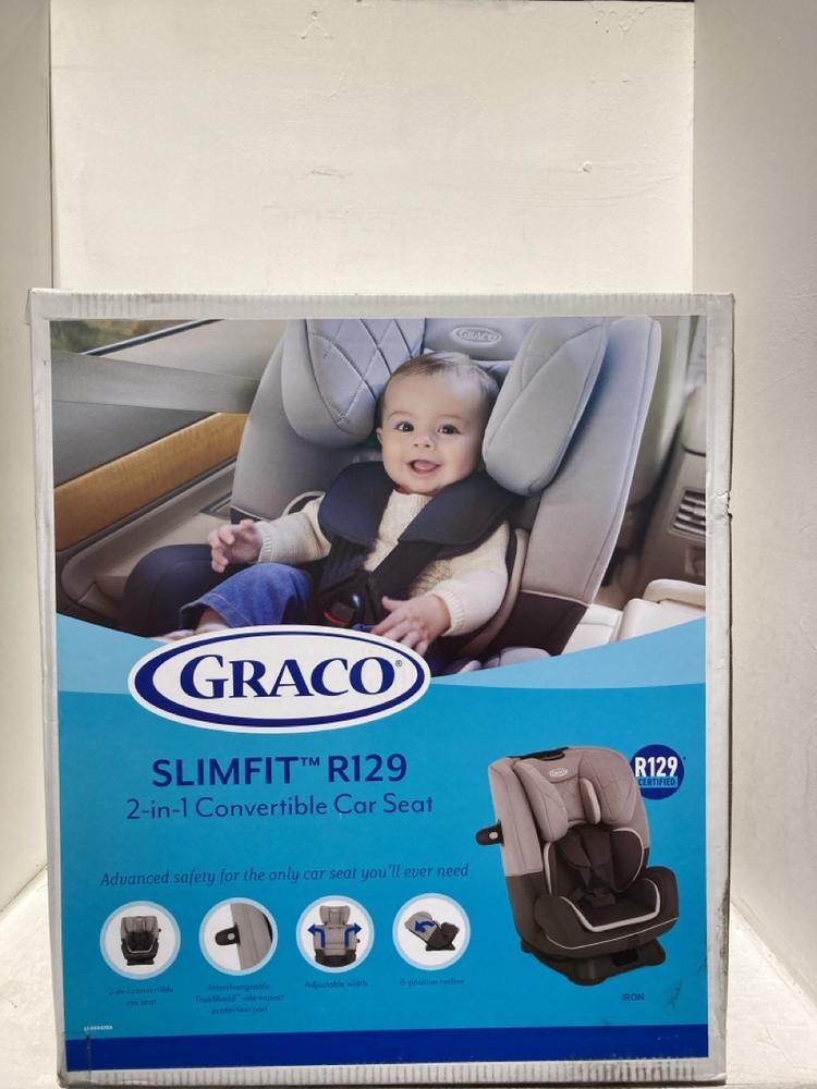 Lot 430  
            Birmingham SR107 - Parcel Delivery Only 

                
GRACO SLIM FIT R129 2-IN-1 CONVERTIBLE CAR SEAT