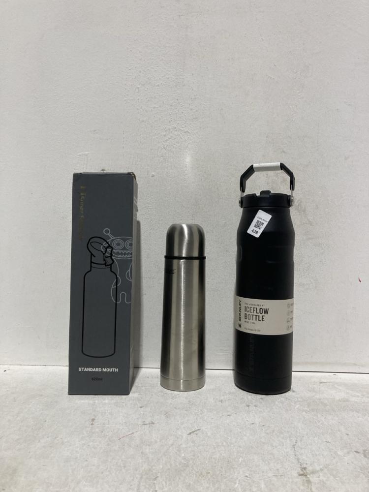 Lot 439  
            Birmingham SR107 - Parcel Delivery Only 

                
3X STAINLESS STEEL BOTTLES TO INCLUDE STANLEY ICEFLOW BOTTLE 1.1L