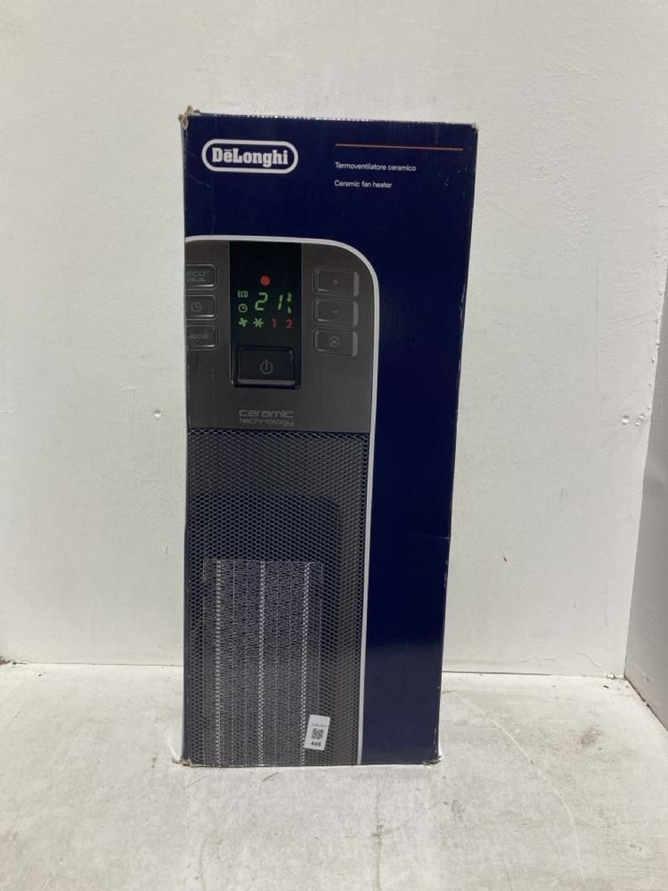 Lot 446  
            Birmingham SR107 - Parcel Delivery Only 

                
DELONGHI CERAMIC FAN HEATER