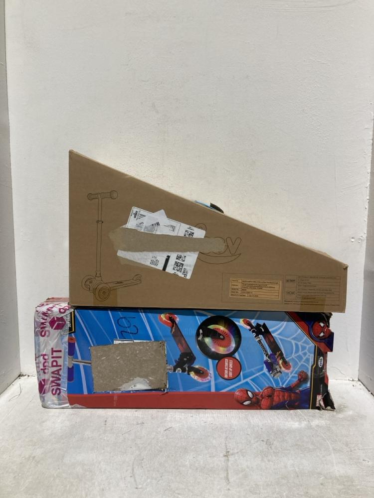 Lot 447  
            Birmingham SR107 - Parcel Delivery Only 

                
2 X CHILDRENS SCOOTERS TO INCLUDE MARVEL SPIDERMAN