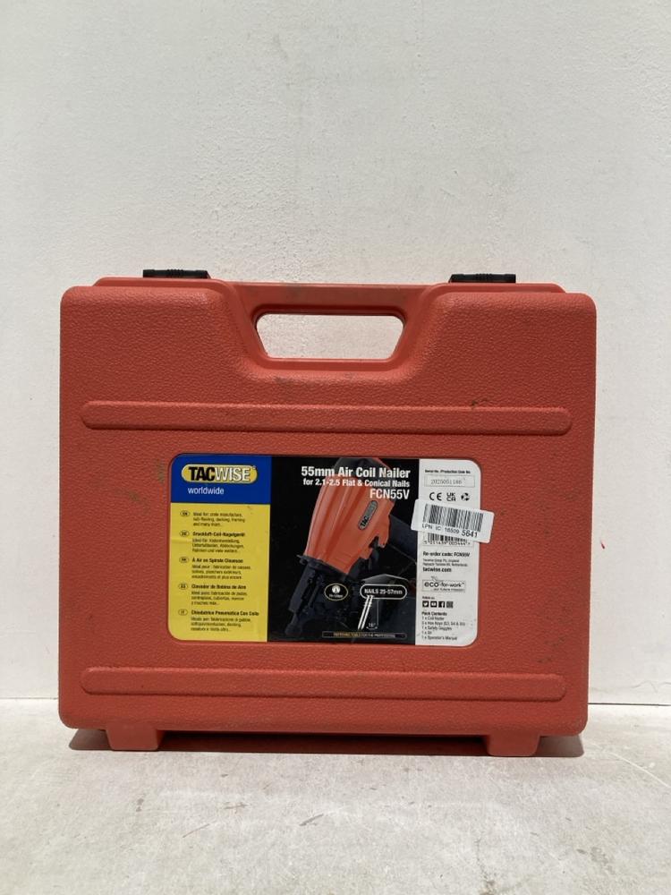 Lot 450  
            Birmingham SR107 - Parcel Delivery Only 

                
TACWISE WORLDWIDE 55MM AIR COIL NAILER - MODEL FCN55V