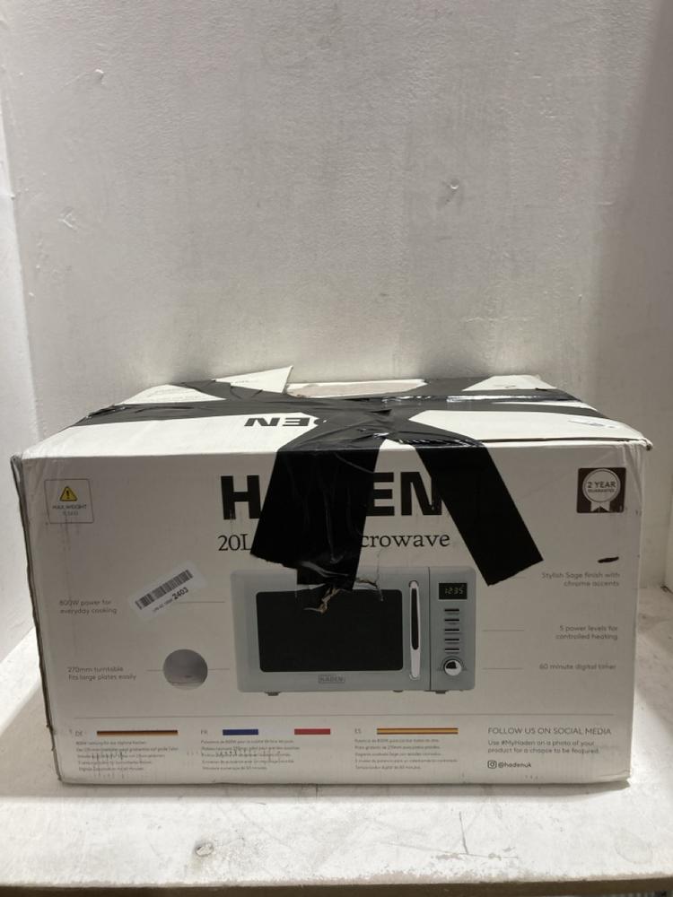 Lot 483  
            Birmingham SR107 - Parcel Delivery Only 

                
HADEN 20L MICROWAVE OVEN