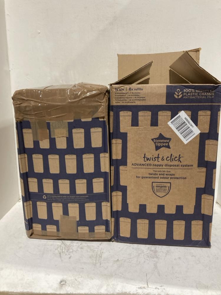 Lot 539  
            Birmingham SR107 - Parcel Delivery Only 

                
2 X TOMMEE TIPPEE ITWIST & CLICK ADVANCED NAPPY DISPOSAL SYSTEM