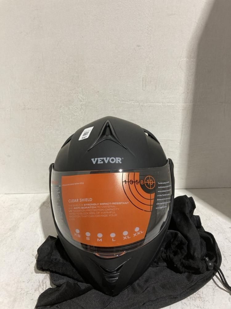 Lot 547  
            Birmingham SR107 - Parcel Delivery Only 

                
VEVOR CLEAR SHIELD MOTORCYCLE HELMET IN BLACK - SIZE L