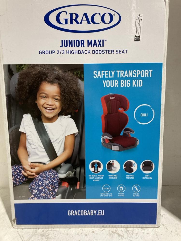 Lot 551  
            Birmingham SR107 - Parcel Delivery Only 

                
GRACO JUNIOR MAXI GROUP 2/3 HIGHBACK BOOSTER SEAT